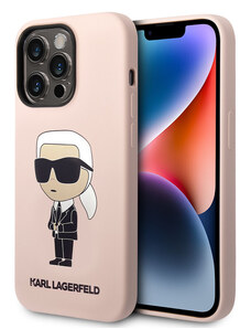 Karl Lagerfeld Liquid Silicone Ikonik NFT Case for iPhone 15 Pro pink KLHCP15LSNIKBCP