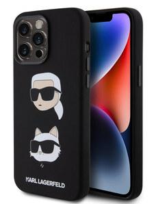 Karl Lagerfeld Liquid Silicone Karl and Choupette Heads puzdro pre iPhone 15 Pro Max čierna KLHCP15XSDHKCNK