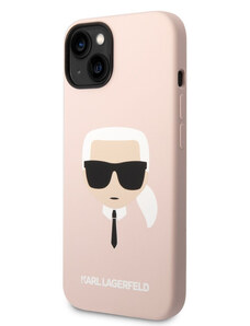 Karl Lagerfeld MagSafe Kompatibilný Kryt Liquid Silicone Karl Head pre iPhone 14 Plus ružová KLHMP14MSLKHLP