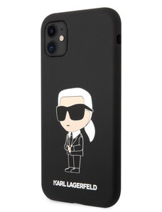 Karl Lagerfeld Liquid Silicone Ikonik NFT puzdro pre iPhone 11 čierna KLHCN61SNIKBCK