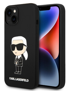 Karl Lagerfeld Liquid Silicone Ikonik NFT Zadný Kryt pre iPhone 15 čierna KLHCP15SSNIKBCK