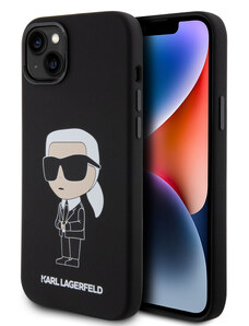 Karl Lagerfeld Liquid Silicone Ikonik NFT Zadný Kryt pre iPhone 15 Plus čierna KLHCP15MSNIKBCK
