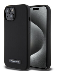 Karl Lagerfeld Liquid Silicone Plaque MagSafe puzdro pre iPhone 15 čierna KLHMP15SSLMP1K