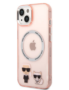 Karl Lagerfeld MagSafe Compatible Case Karl and Choupette for iPhone 14 Plus pink KLHMP14MHKCP