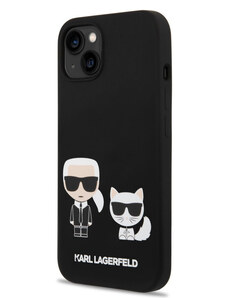 Karl Lagerfeld MagSafe Kompatibilný Kryt Liquid Silicone Karl and Choupette pre iPhone 14 Plus čierna KLHMP14MSSKCK