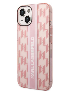Karl Lagerfeld Monogram Vertical Stripe Zadný Kryt pre iPhone 14 Plus ružová KLHCP14MHKLSPCP
