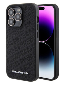 Karl Lagerfeld PU Quilted Pattern Zadný Kryt pre iPhone 15 Pro čierna KLHCP15LPQKPMK