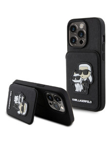 Karl Lagerfeld PU Saffiano Card Slot Stand Karl and Choupette Case for iPhone 15 Pro schwarz KLHCP15LSAKCSCK