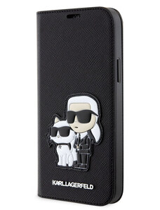 Karl Lagerfeld PU Saffiano Karl and Choupette NFT Book Puzdro pre iPhone 12/12 Pro čierna KLBKP12MSANKCPK