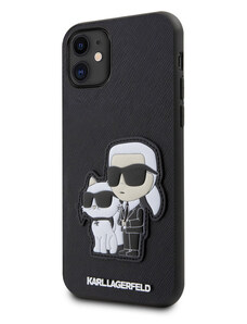Karl Lagerfeld PU Saffiano Karl and Choupette NFT Zadný Kryt pre iPhone 11 čierna KLHCN61SANKCPK