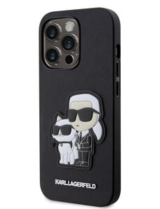 Karl Lagerfeld PU Saffiano Karl and Choupette NFT Zadný Kryt pre iPhone 13 Pro čierna KLHCP13LSANKCPK