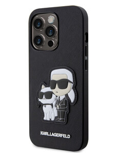 Karl Lagerfeld PU Saffiano Karl and Choupette NFT puzdro pre iPhone 14 Pro čierna KLHCP14LSANKCPK