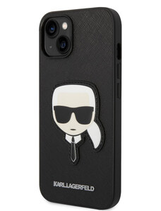 Karl Lagerfeld PU Saffiano Karl Head Zadný Kryt pre iPhone 14 Plus čierna KLHCP14MSAPKHK