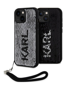 Karl Lagerfeld Sequins Reversible Zadný Kryt pre iPhone 15 čierna/strieborná KLHCP15SPSQRKS