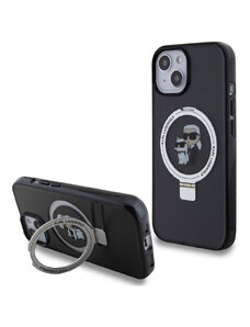 Karl Lagerfeld Ringstand Karl and Choupette MagSafe Case for iPhone 15 schwarz KLHMP15SHMRSKCK