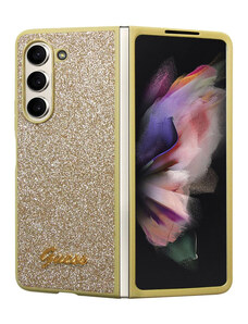 Guess PC/TPU Glitter Flakes Metal Logo Case for Samsung Galaxy Z Fold 5 gold GUHCZFD5HGGSHD