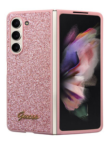 Guess PC/TPU Glitter Flakes Metal Logo Case for Samsung Galaxy Z Fold 5 pink GUHCZFD5HGGSHP