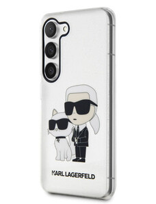 Karl Lagerfeld IML Glitter Karl and Choupette NFT puzdro pre Samsung Galaxy S23 transparentná KLHCS23SHNKCTGT