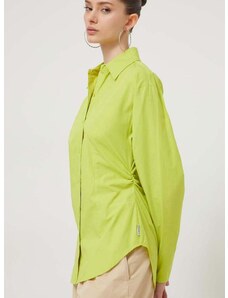 Bavlnená košeľa HUGO dámska,zelená farba,slim,s klasickým golierom,50506844