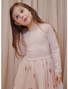 Dievčenské šaty Konges Sløjd hnedá farba, mini, áčkový strih
