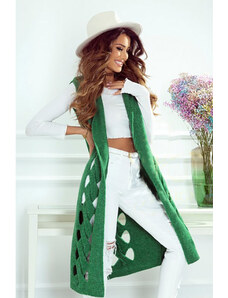 Fashionweek Dámska dlhá pletená vesta s kapucňou LIVIA