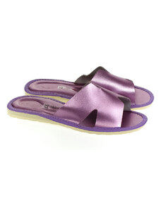 Dámske fialové kožené papuče ANETA2