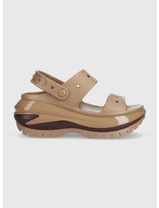 Šľapky Crocs Classic Mega Crush Sandal dámske, hnedá farba, na platforme, 207988