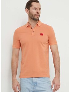 Bavlnené polo tričko HUGO oranžová farba,s nášivkou,50490770