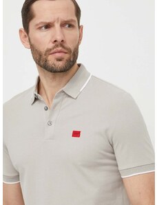 Bavlnené polo tričko HUGO šedá farba,jednofarebný,50490775