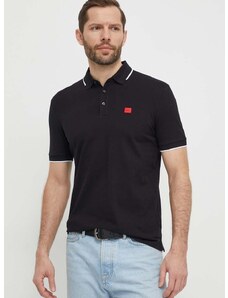 Bavlnené polo tričko HUGO čierna farba,jednofarebný,50490775