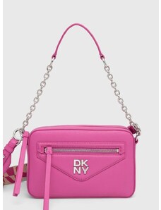 Kožená kabelka Dkny ružová farba, R41EKB91