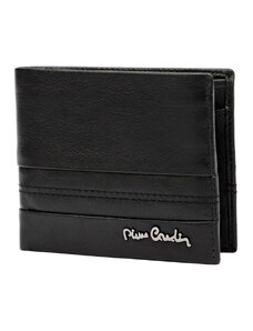 Pierre Cardin Menšia čierna jednoduchá pánska kožená peňaženka PC s prešitím