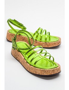 LuviShoes ANGELA Metalické zelené dámske sandále