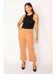 Şans Women's Plus Size Orange Ankle-Length 5 Pockets Jeans