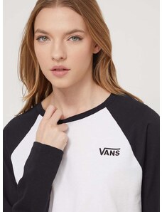 Bavlnené tričko s dlhým rukávom Vans biela farba