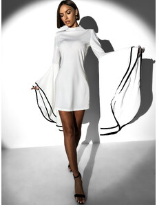 ErikaFashion Biele elegantné šaty PANIORA s rozšírenými rukávmi