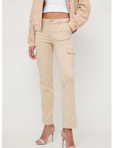 Nohavice Guess dámske, béžová farba, rovné, vysoký pás, W4RB59 W93CL