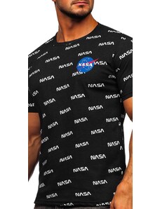 NajlepsiaModa.sk Čierne pánske tričko s nápismi NASA