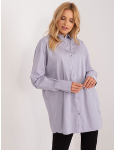 Fashionhunters Gray button-down shirt with cotton blend