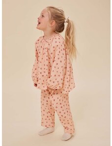 Detské bavlnené nohavice Konges Sløjd ružová farba, vzorované