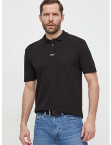 Bavlnené polo tričko HUGO čierna farba,jednofarebný,50493206