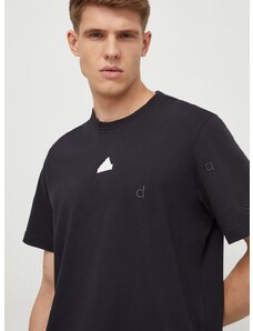 Bavlnené tričko adidas pánske, čierna farba, s nášivkou, IP4077