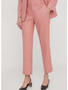 Nohavice Tommy Hilfiger dámske,ružová farba,rovné,vysoký pás,WW0WW39723