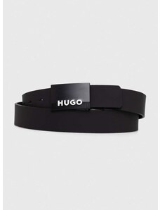 Obojstranný kožený opasok HUGO pánsky,čierna farba,50516543