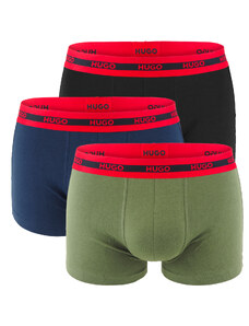 HUGO - boxerky 3PACK cotton stretch black & army green color combo z organickej bavlny - limitovaná fashion edícia (HUGO BOSS)