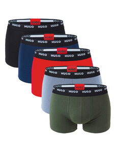 HUGO - boxerky 5PACK cotton stretch army green & dark color combo - limitovaná fashion edícia (HUGO BOSS)