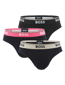 BOSS - slipy 3PACK cotton stretch power design black with color waist - limitovaná fashion edícia (HUGO BOSS)