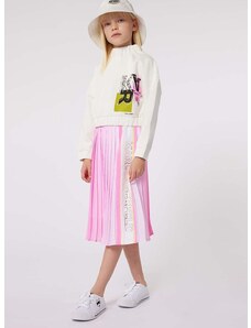 Dievčenská sukňa Karl Lagerfeld ružová farba, midi, áčkový strih