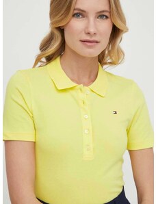 Polo tričko Tommy Hilfiger dámsky,žltá farba,WW0WW37823