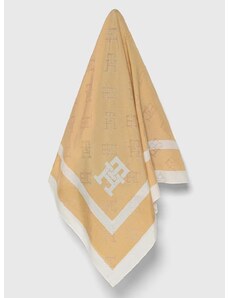 Hodvábna šatka Tommy Hilfiger béžová farba, vzorovaná, AW0AW16187